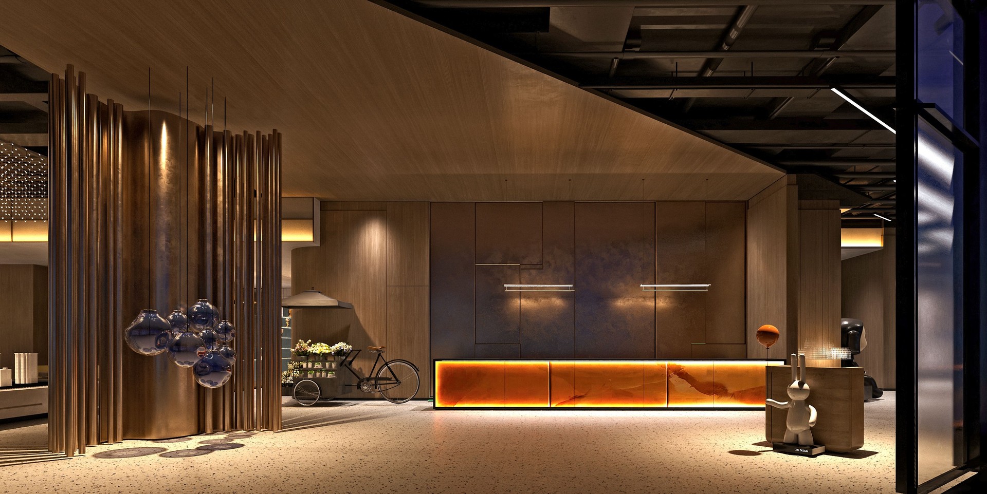 3d render of luxury hotel lobby and reception